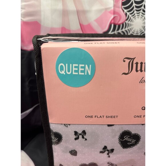 Juicy Couture Queen Sheet Set-Bows and Hearts - Picture 2 of 6